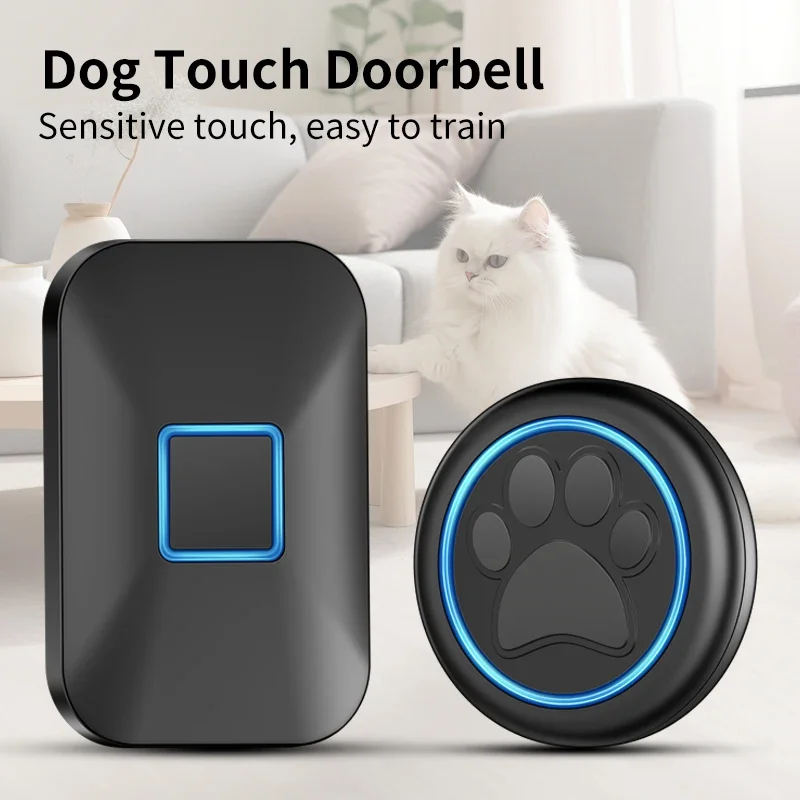 CACAZI Dog Wireless Doorbell Dog Bell for Training To Go Outside Wireless Doggie Go Outside Doorbell and Waterproof Touch Button