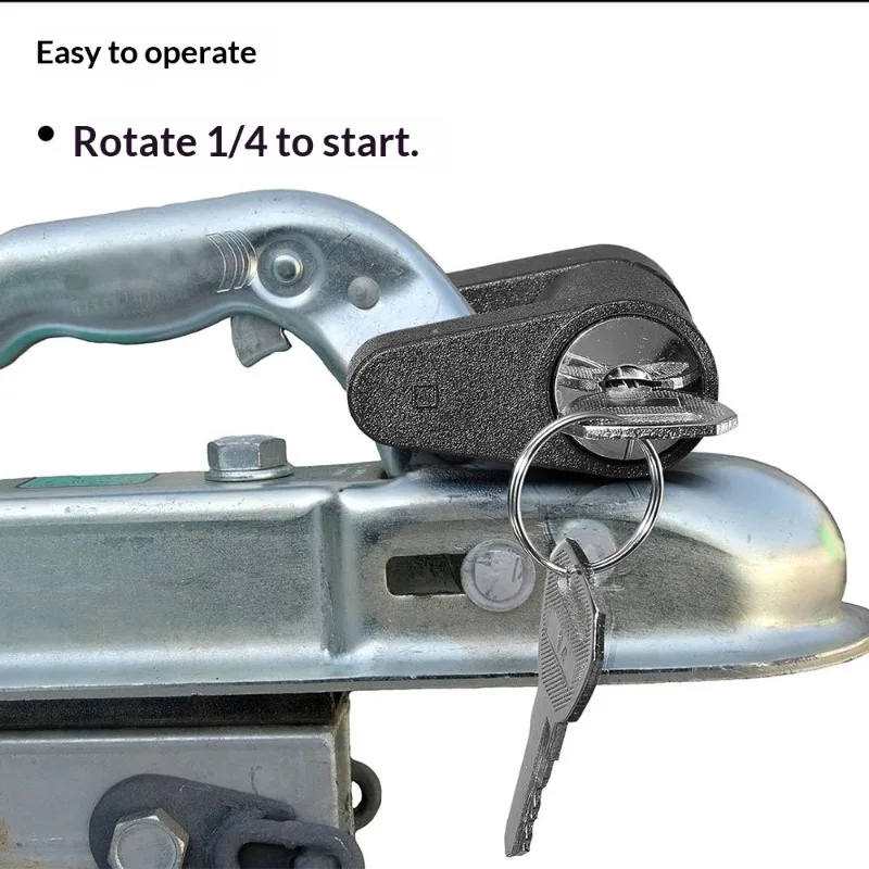 

Heavy-Duty 1/4" Black Zinc Alloy Trailer Latch with Safety Lock for American Truck Coupling, Corrosion-Resistant Universal Fit