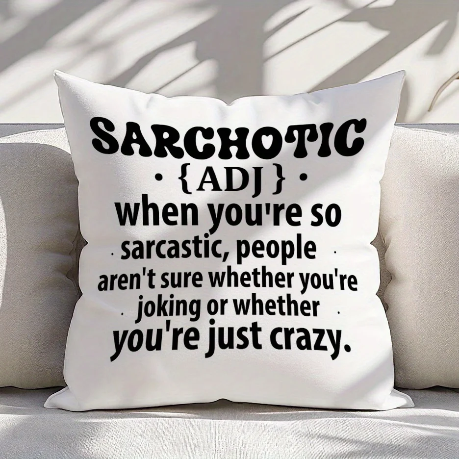 1pc Bold Typographic Composition Pillow Cover 45x45cm 18x18in High-Contrast Layout Polyester Decorative Cushion Case
