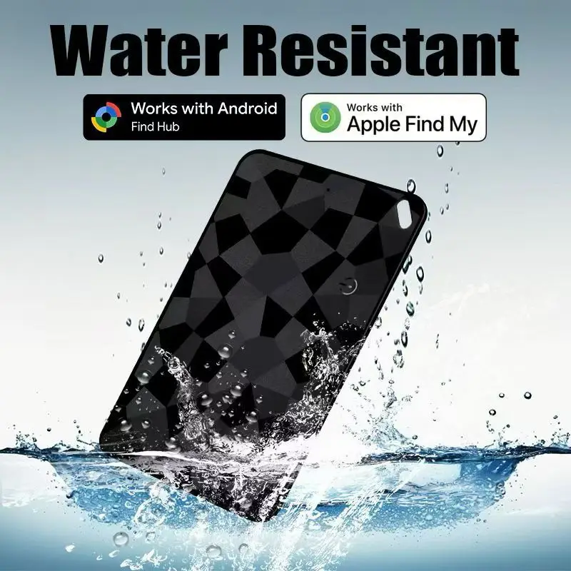 Dual system tracker card for iOS Androd tracker card Global Positioning locator works with apple find my or google's find hub