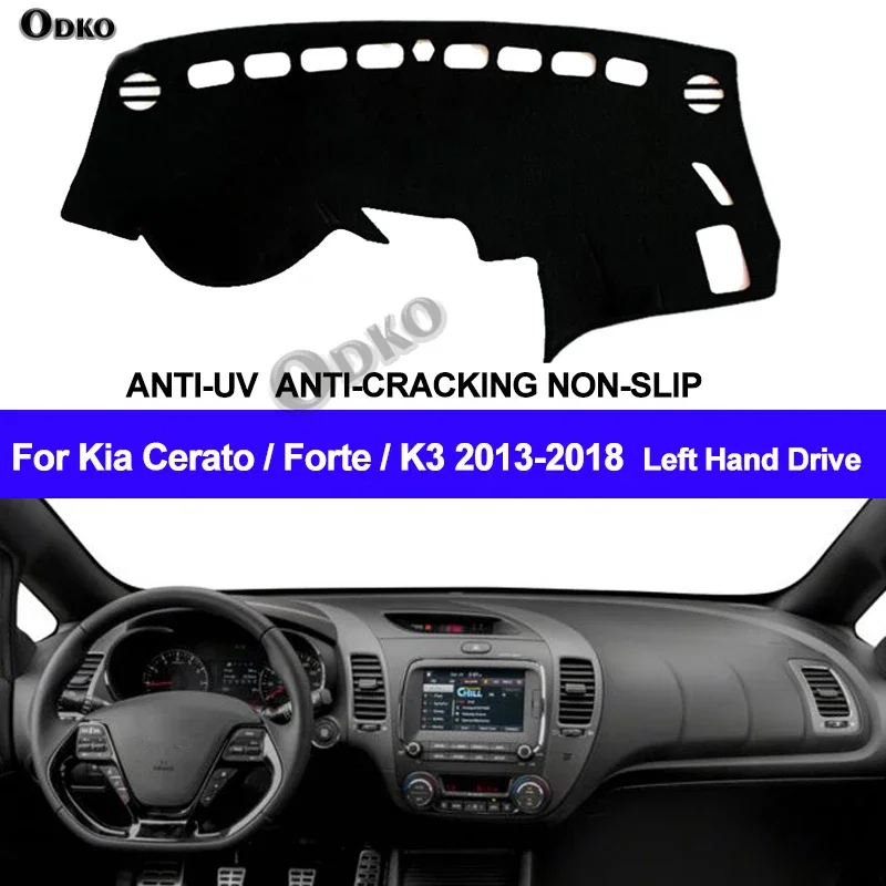 Cubierta para el Tablero del Auto, Alfombrilla para el Tablero, Tapete Antideslizante y Anti-UV para Kia Cerato Forte K3 2013-2015 2016 2017 2018