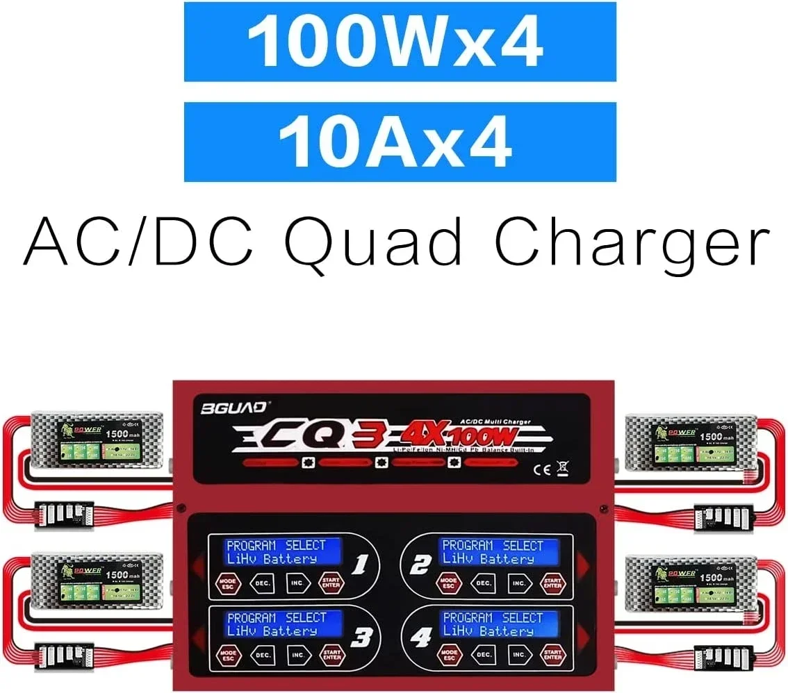 BGUAD CQ3 100W 10A 1-6S AC100-240V DC11.0V-18.0V Balance Charger