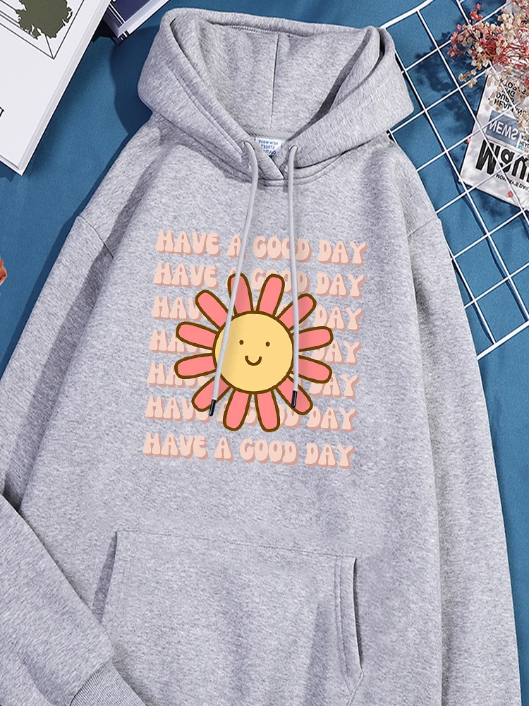 

Lovely Sun Have A Good Day Printed Hoodies Womens Fashion Comfy Sweatshirt Unisex Loose Hooded Streetwear Vintage Pocket Clothes