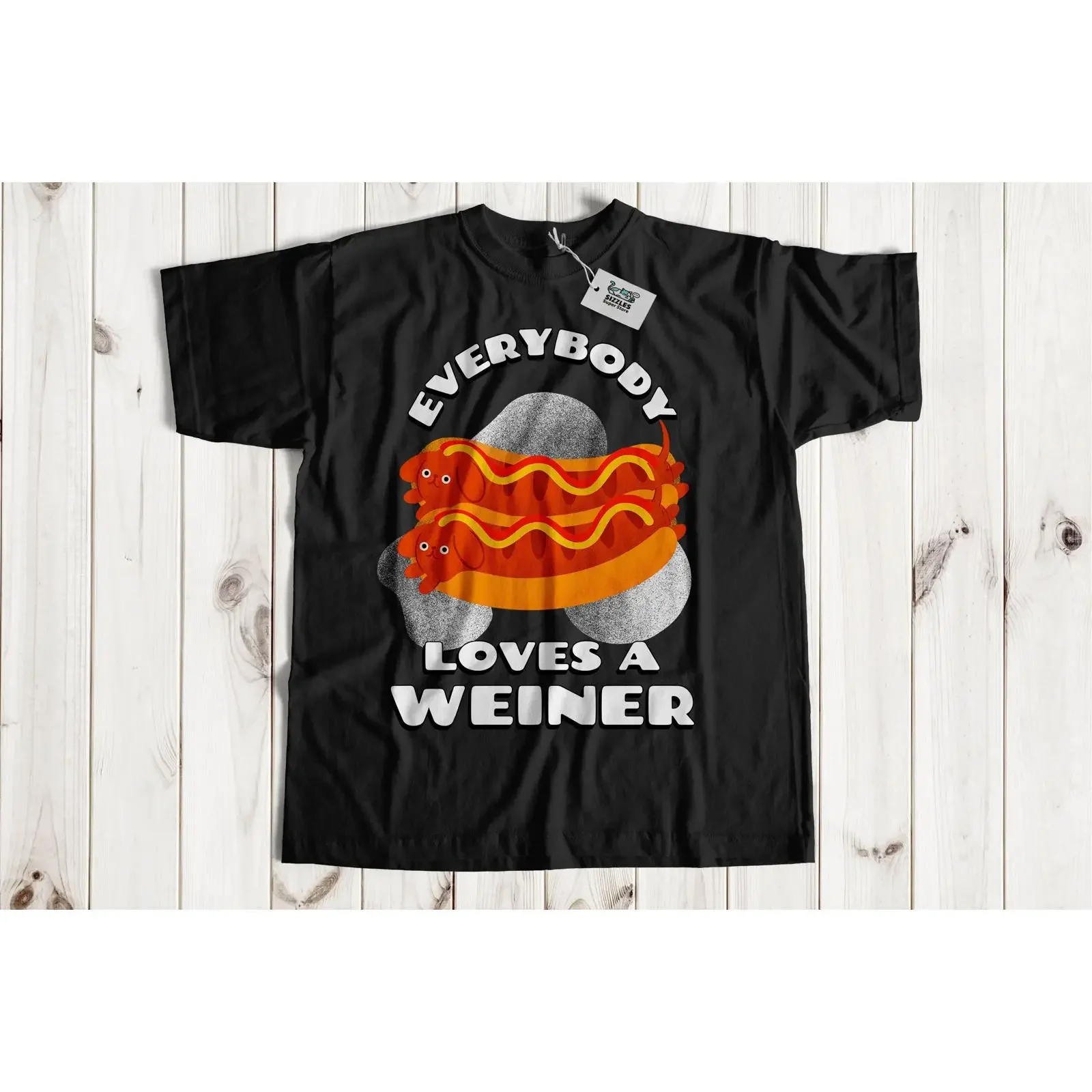 Everybody Loves A Weiner Funny Hotdog T Shirt Fast Food Wieners Ideas vintage Washed Soft Versatile Casual streetwear fashion