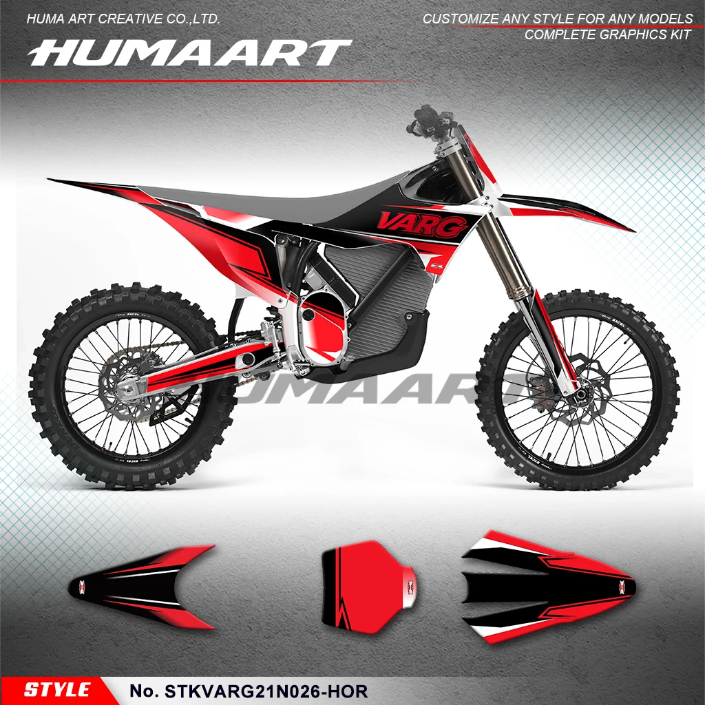 

HUMAART Adhesive Sticker Motorcycle Decals for Stark Future Varg Electric Dirt Bike, Black Red, Style No.STKVARG21N026-HOR