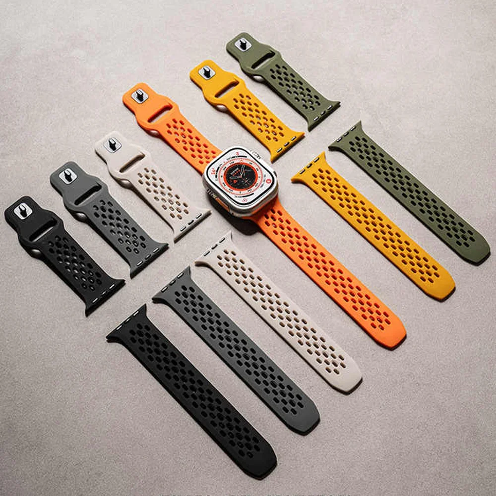 حزام سيليكون ناعم لساعة أبل 10 46 ملم 42 ملم Ultra 2/1 49 ملم سوار مريح لساعة iwatch 9 8 7 6 5 SE 45 ملم 41 ملم 44 ملم