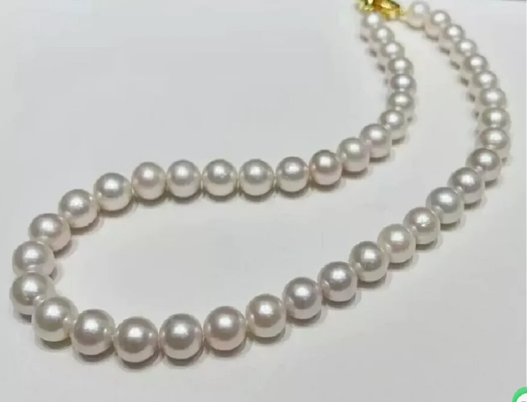 Perfect AAA 8-9mm Natural Round Japanese Pearl Necklace 925 Silver 18ecklace earring 18inch