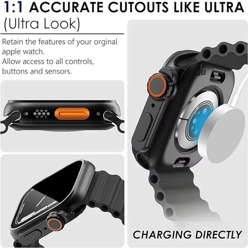 Voor Apple Watch Glas + Case Serie 11 10 46mm 42mm 9 8 7 45/41mm Screen Protector PC Cover iWatch 6 5 SE 44/40mm Veranderen naar Ultra