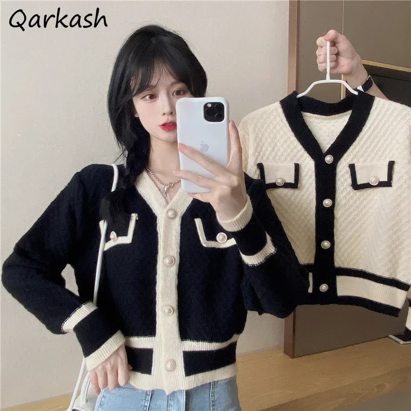 

Cardigan Women Student Retro Crops Sweater Fashion V-neck Knitting Japanese Style Lovely Girls Ulzzang Spring Autumn Mujer Ropa