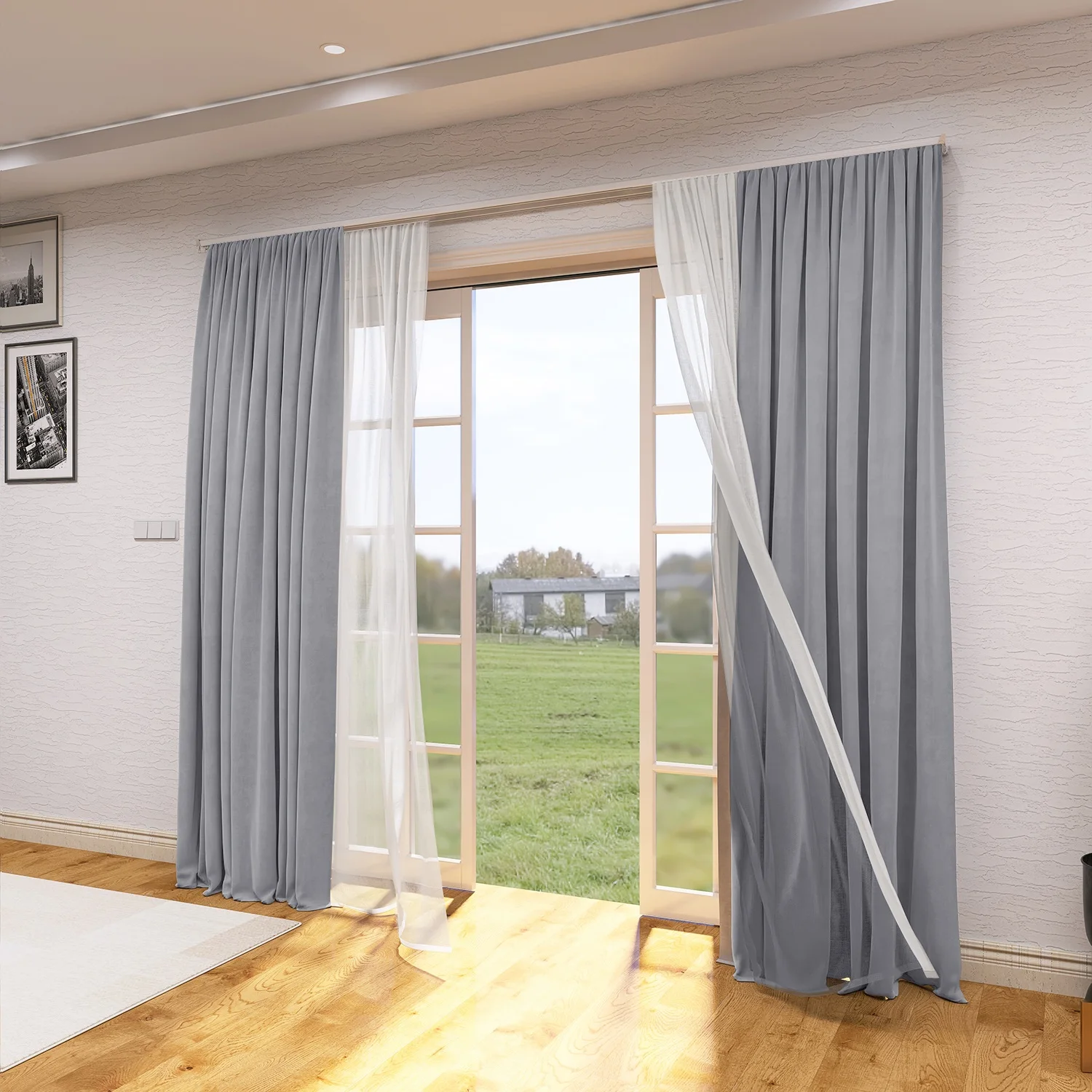 ZSHINE-Customized Luxury Heavy-Duty Compact Double Curtain Tracks Premium Aluminum Rails for Normal and Bay Windows Curtain Rail