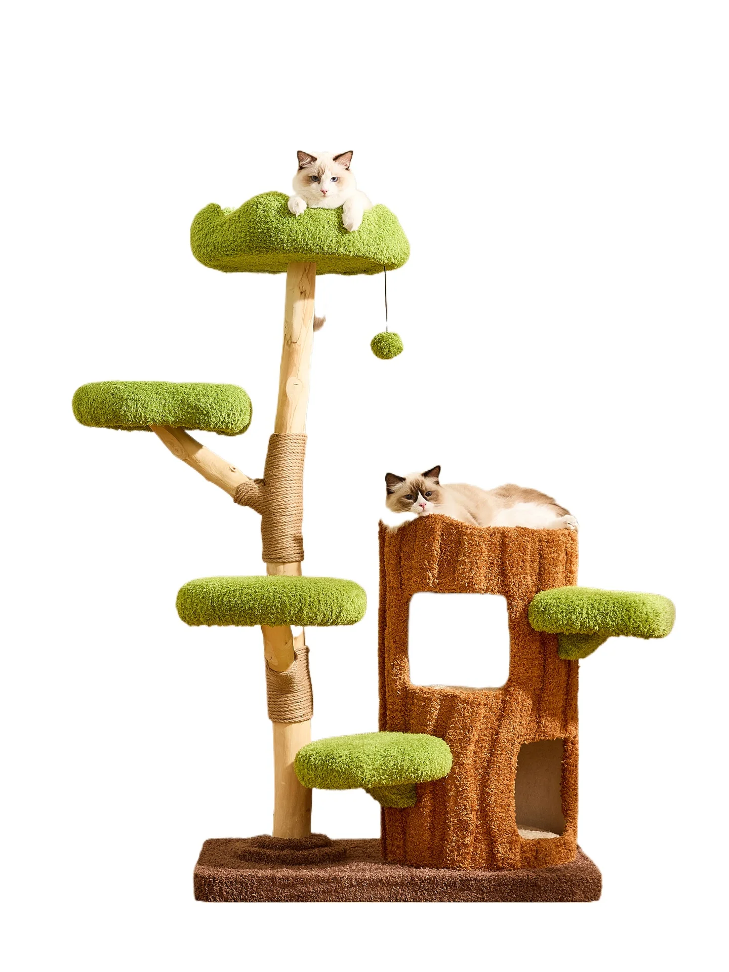 

Cat climbing frame Large cat tree jumping platform Integrated solid wood shelf Villa warm nest does not occupy