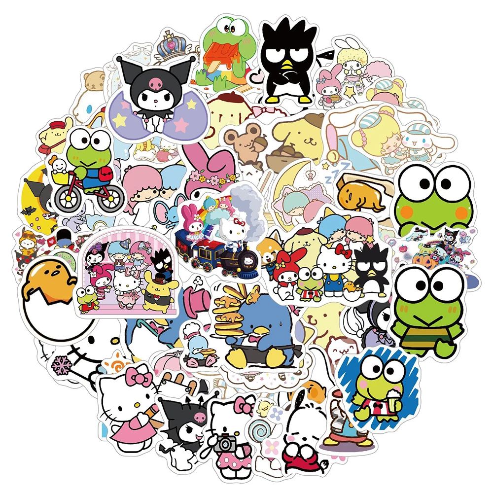 10/30/49pcs Cute Sanrio Stickers Cartoon Kuromi My Melody Hello Kitty Decals Laptop Album Phone Diary Anime Decoration Sticker