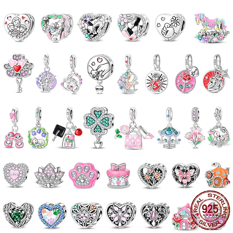 Sterling Silver Rocking Chair Wooden Horse Eternal Happiness Cottage Beaded Fit Bracelet DIY Jewelry Making Gift for Women