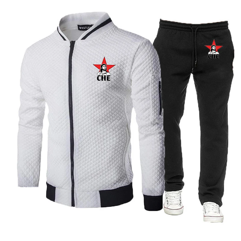 Che Guevara 2025 Men New Rebel Cuban Guerrilla Revolution Slim-fit Zip Hoodie Tracksuit Hooded Sweatshirt + Pant Sportswear Suit