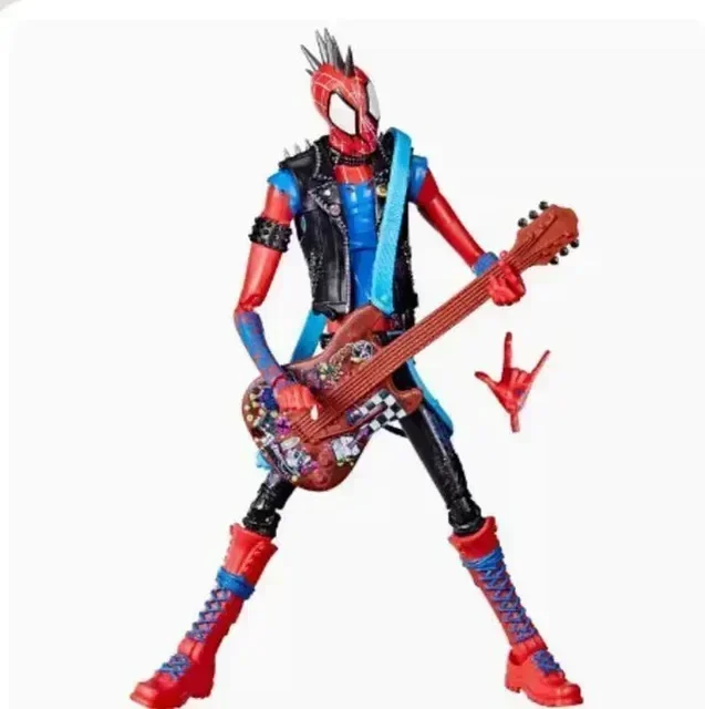 Spiderman Figure Peter Parker Figurine Punk Spider Man Action Figures Pvc Statue Collection Rock Roll Style 18cm Models Birthday