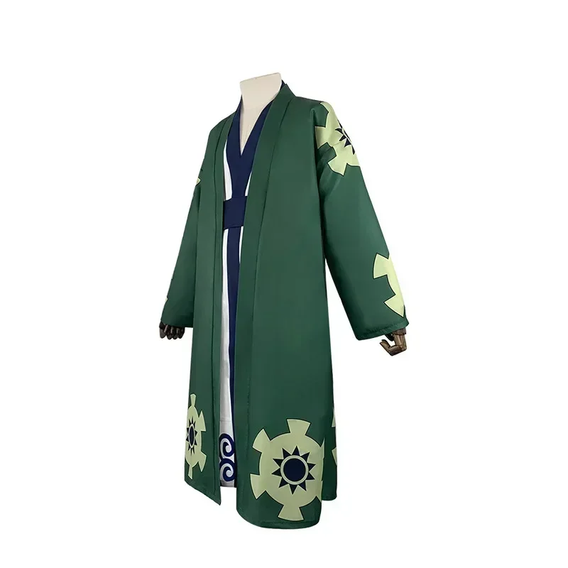 Anime Roronoa Zoro Cosplay Costume One Wano Piece Kimono Robe Cloak Belt Full Suit Outfit For Woman Men Costume Cloak