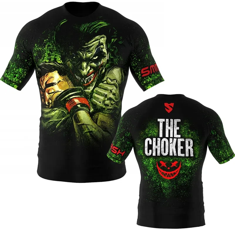 

New Man short sleeved sportswear men's quick drying MMA T-shirt leggings men's 3D printed T-shirt top gym bodybuilding Rashgard