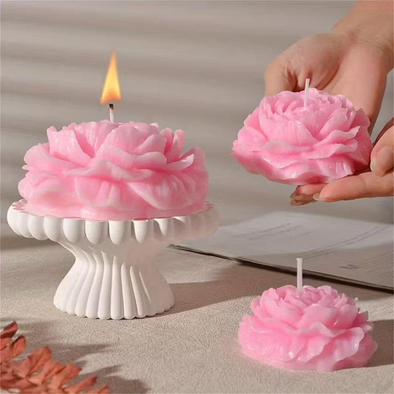 

3pcs Large, Medium, and Small Peony Flower Silicone Molds, DIY Crystal Epoxy Flower Bud Aromatherapy Candle Decoration Molds