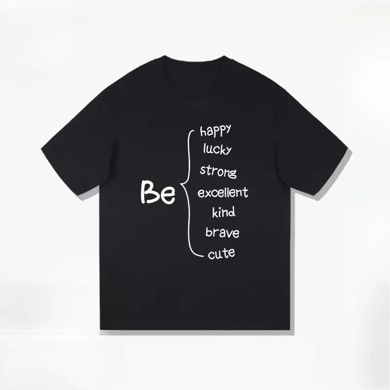 

Футболка с короткими рукавами и принтом из чистого хлопка [want To Be] Футболка с забавным текстом Летняя футболка из чистого хлопка Женские дышащие топы