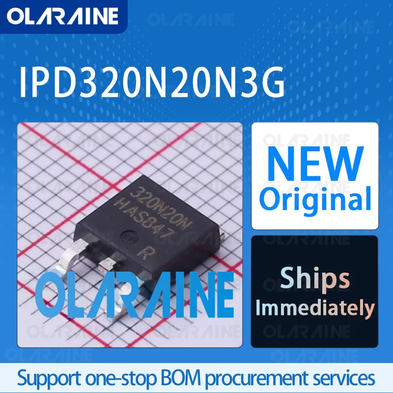 1/5/10Pcs IPD320N20N3G DPAK-3 (TO-252-3) original ic chip MOSFET RoHS N-Channel 1 Channel Vds- 200 V Id-34 A