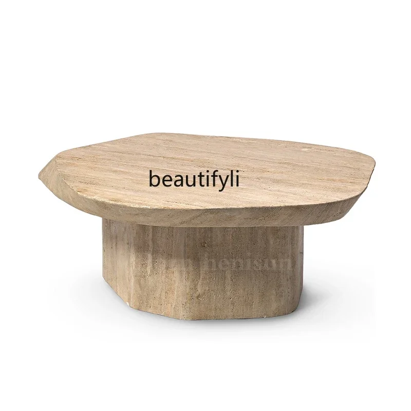

1184Nordic natural travertine special-shaped coffee table, designer light luxury, simple living room high-end coffee table
