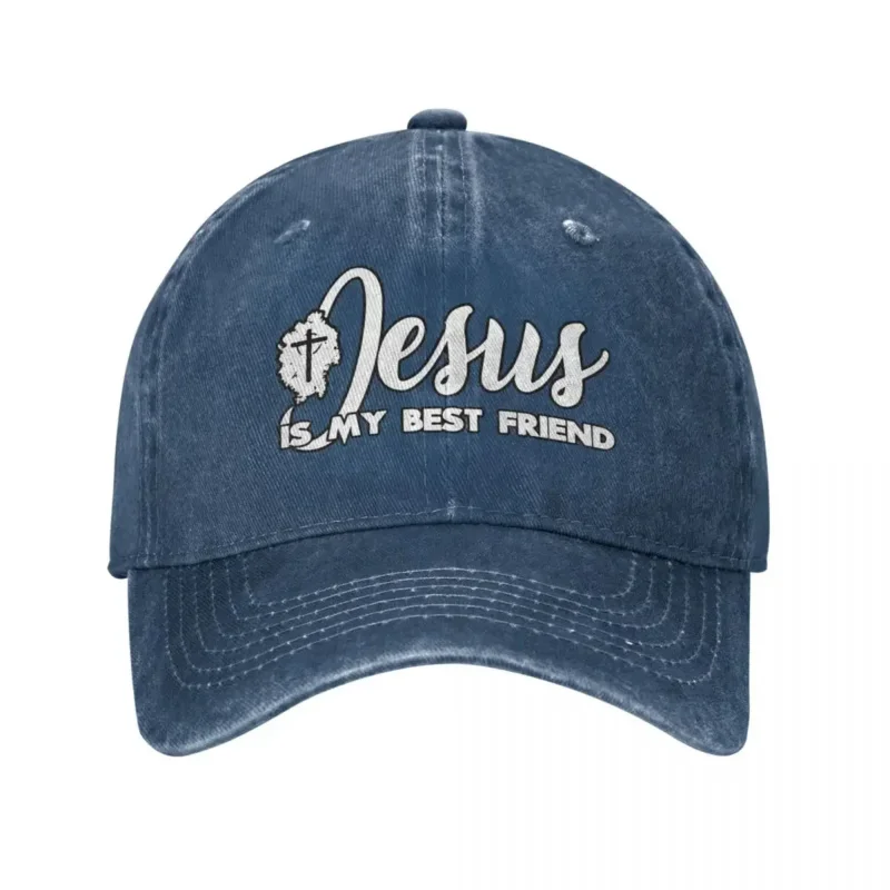 

2024 New Classic Denim Jesus Is My Best Friend Christian Baseball Cap Adult Unisex Summer Autumn Snapback Hat Cap Hats