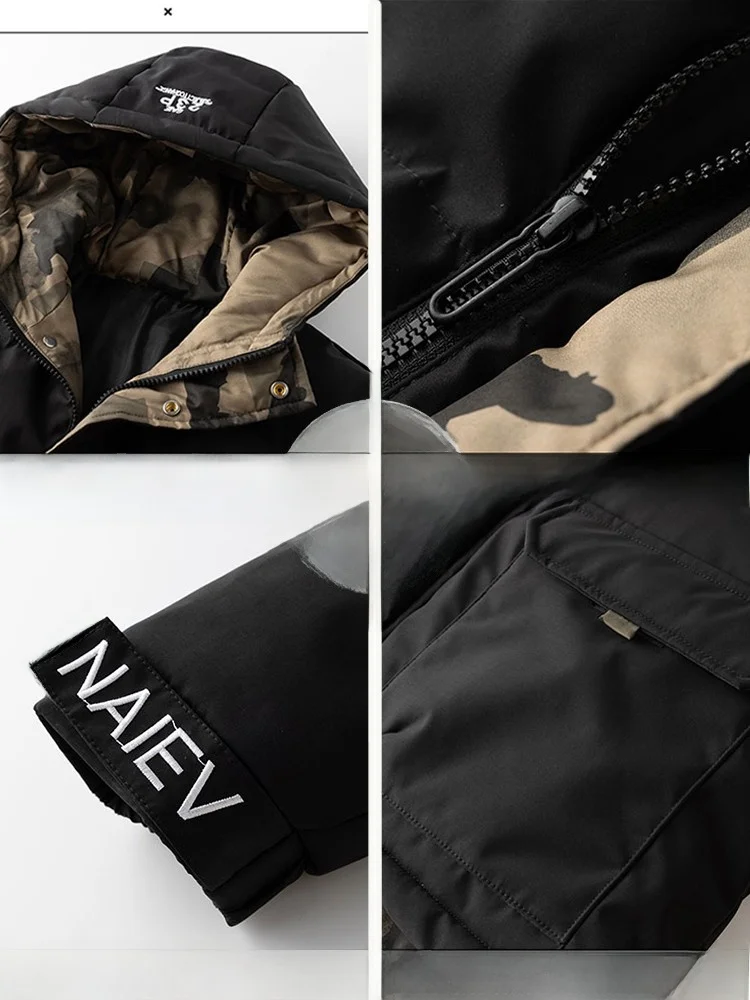 Jaket Pria Kasual Longgar Berbahan Katun untuk Musim Dingin, Hangat, Tahan Angin, Berkerudung, Modis, Urban, Tipis, Serat Poliester