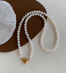 Romantic Love Heart Natural Baroque Freshwater Pearl 14K Gold Filled Female Necklace Jewelry For Women Wedding Gifts No Fade