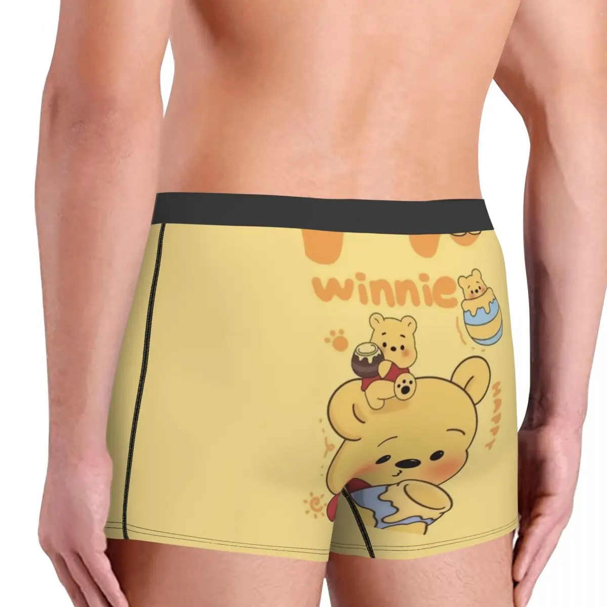 مخصص ويني بوه سراويل بوكسر للرجال ثلاثية الأبعاد طباعة الأصفر الدب لطيف الحيوان سراويل داخلية ملخصات لينة السروال