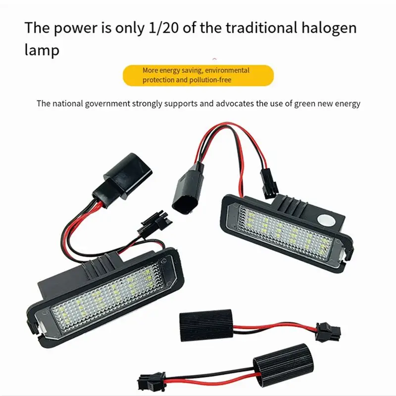 1 Pair License Plate Light LED License Lamp For Skoda POLO GOLF Bentley Altea Auto Parts view 4