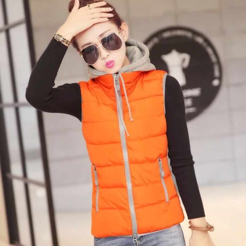 Womens Jacket Sleeveless Waistcoat 2024 New Winter Underwaist Coat Long Hooded Quilted Puffer Vest Female Warm Thicken Outwear