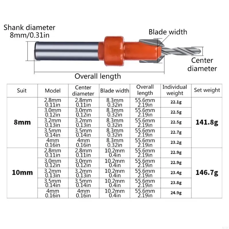 M4YC Essential HSS Countersink Drill Bit para instalação portas janelas para DIYers