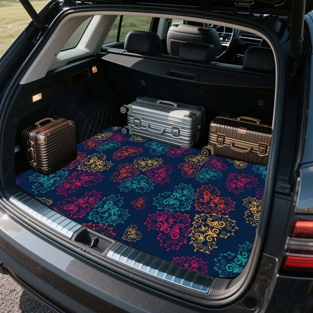 1pc Car Trunk Mat With Printed Design, An Essential Travel Accessory, Universal Fit For Various Car Models, A Must-Have Interior