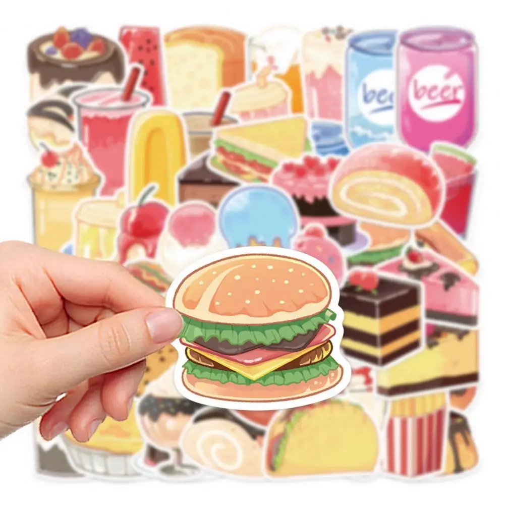 1 Set Stationery Sticker Irregular Shape Self Adhesive Waterproof Decorative Ice Cream Food Drinks Decal Graffiti Sticker