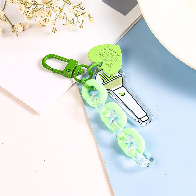 MAMAMOO TWICE IU Creative Chain Light Stick Heart Shaped Keychain Three Piece Set Pendant Accessories For Fans Gifts Collectible