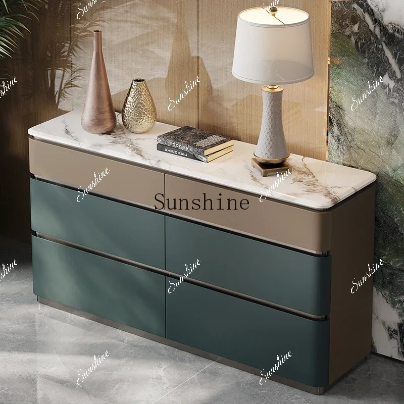 

Light luxury marble custom high-end bedroom TV cabinet storage drawer storage cabinet FT