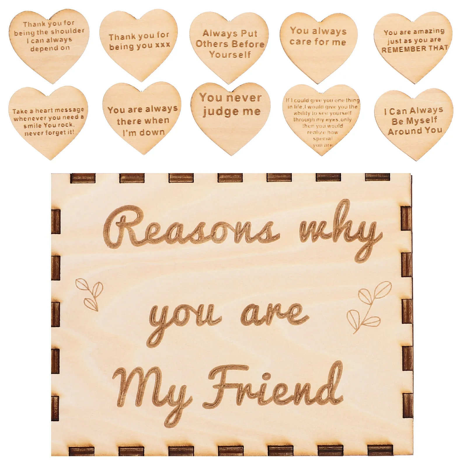 1Set Wood Friendship Gift Box Simple Elegant Design Portable Lightweight Safe No Burrs Friendship Appreciation Gift Box Set