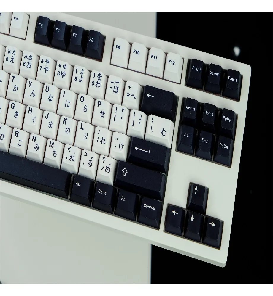 Black and white Japanese keycaps 129-key PBT keycaps Cherry original height five-sided dye-sublimation process