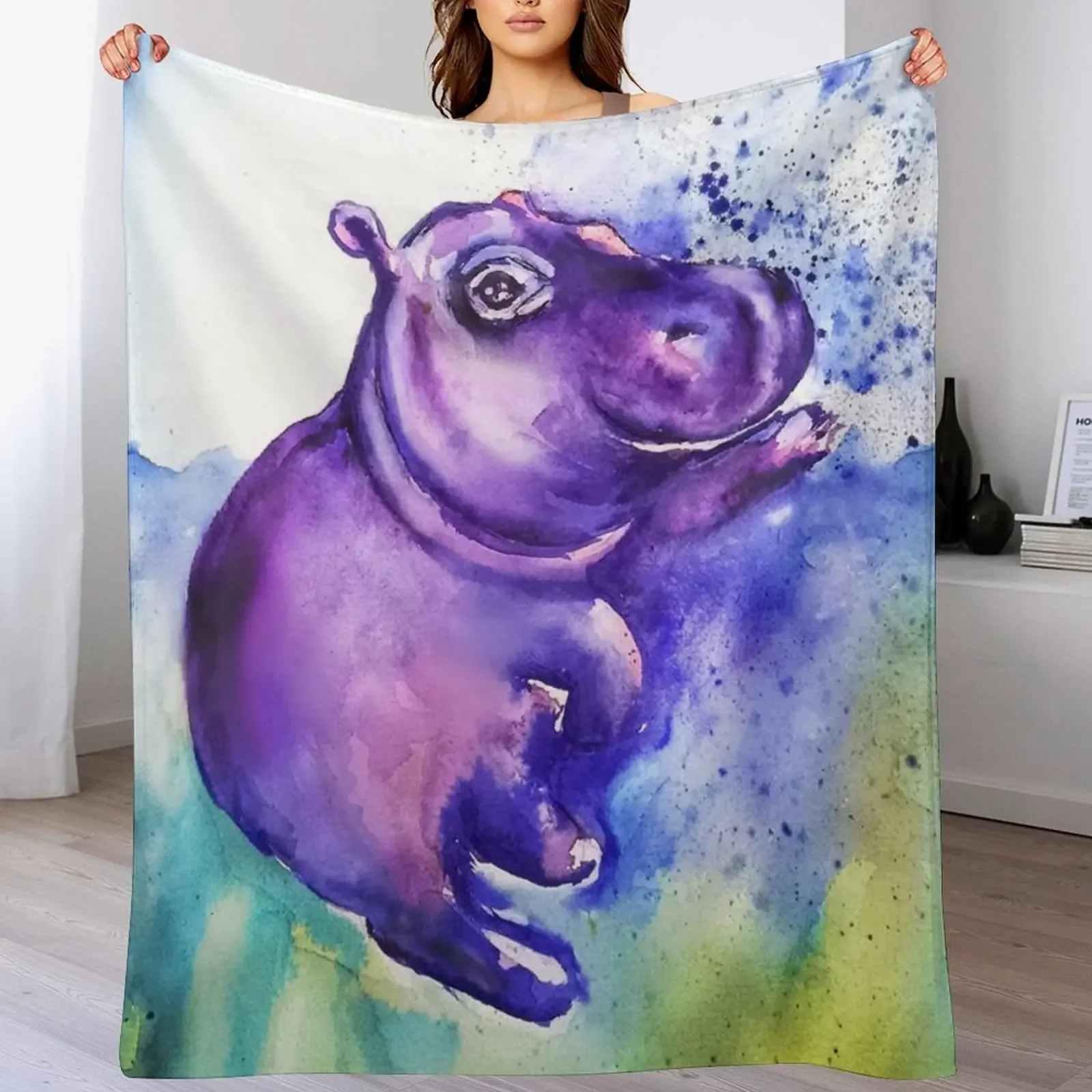 

Baby Hippo Throw Blanket Summer Comforter Flannels Blankets