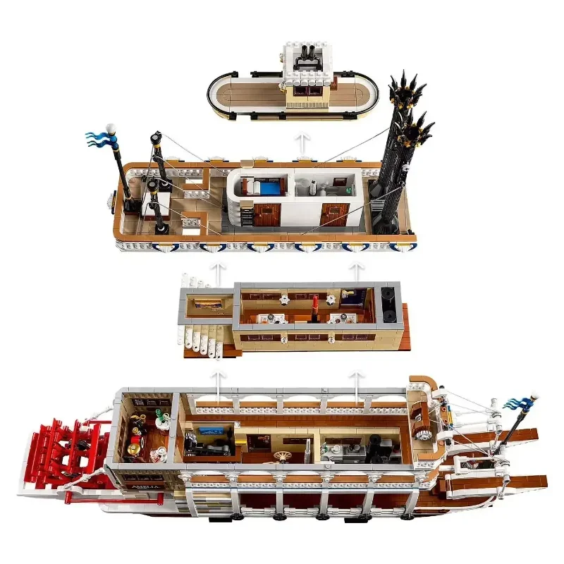 2025 New Ideas River Steamboat  Ship Moc  Blocks Diy Assemble City Toys Birthday holiday Gift For Children Kids