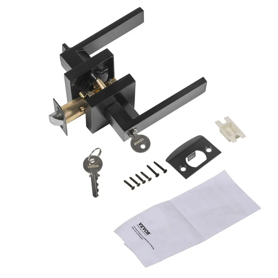 

Entry Lever Door Handle 1 PC Black Entry Knob Lock and Key Locking Lever Set Contemporary Square Door Lever Reversible for Rig