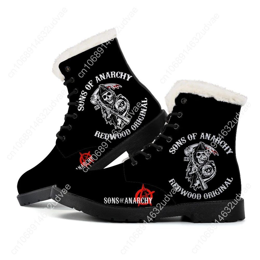 Sons Of Anarchy SOA Plush Boots Mens Womens Teenager Shoes Casual Boot Outdoor Light High Quality Print on Demand Customize Shoe