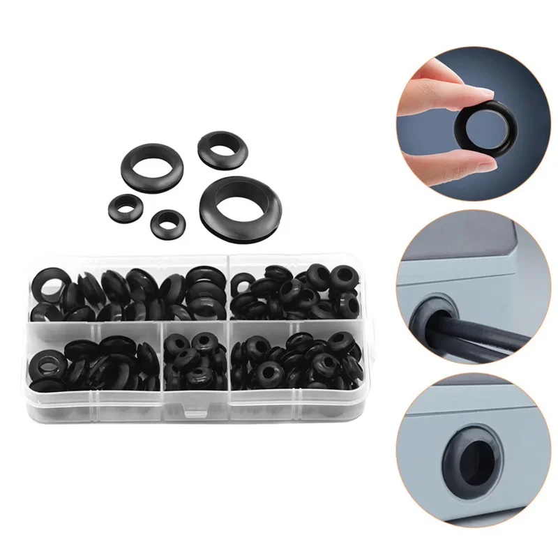 105 Pcs Wire Rubber Grummet Washers Ring Grommets Wiring Kit Plug Suite Hole Plugs for Holes Protection