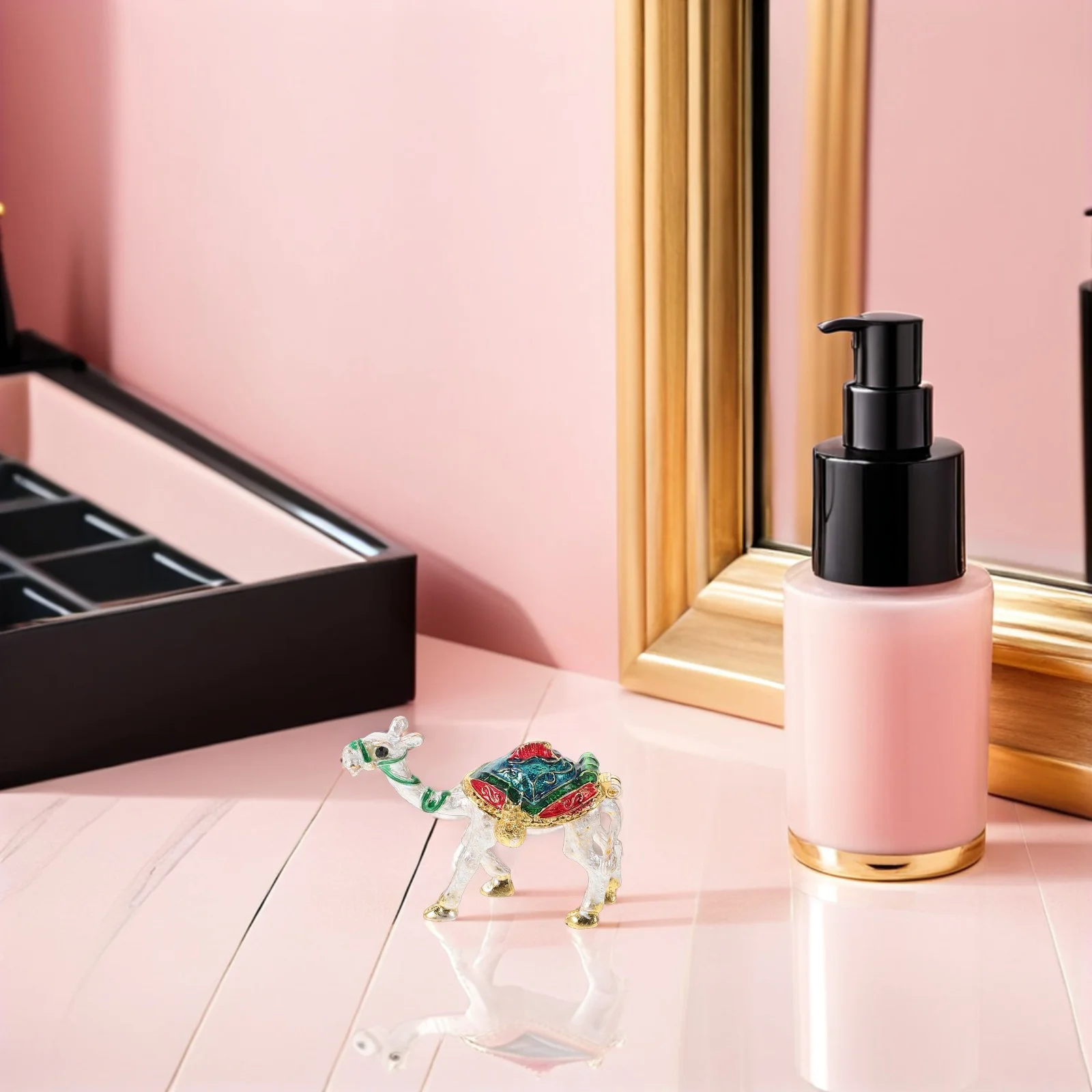 

Camel Jewelry Box 2.16x1.38x0.79in Small Enamel Trinket Case for Women Vintage Style Ring Earring Organizer Portable Travel