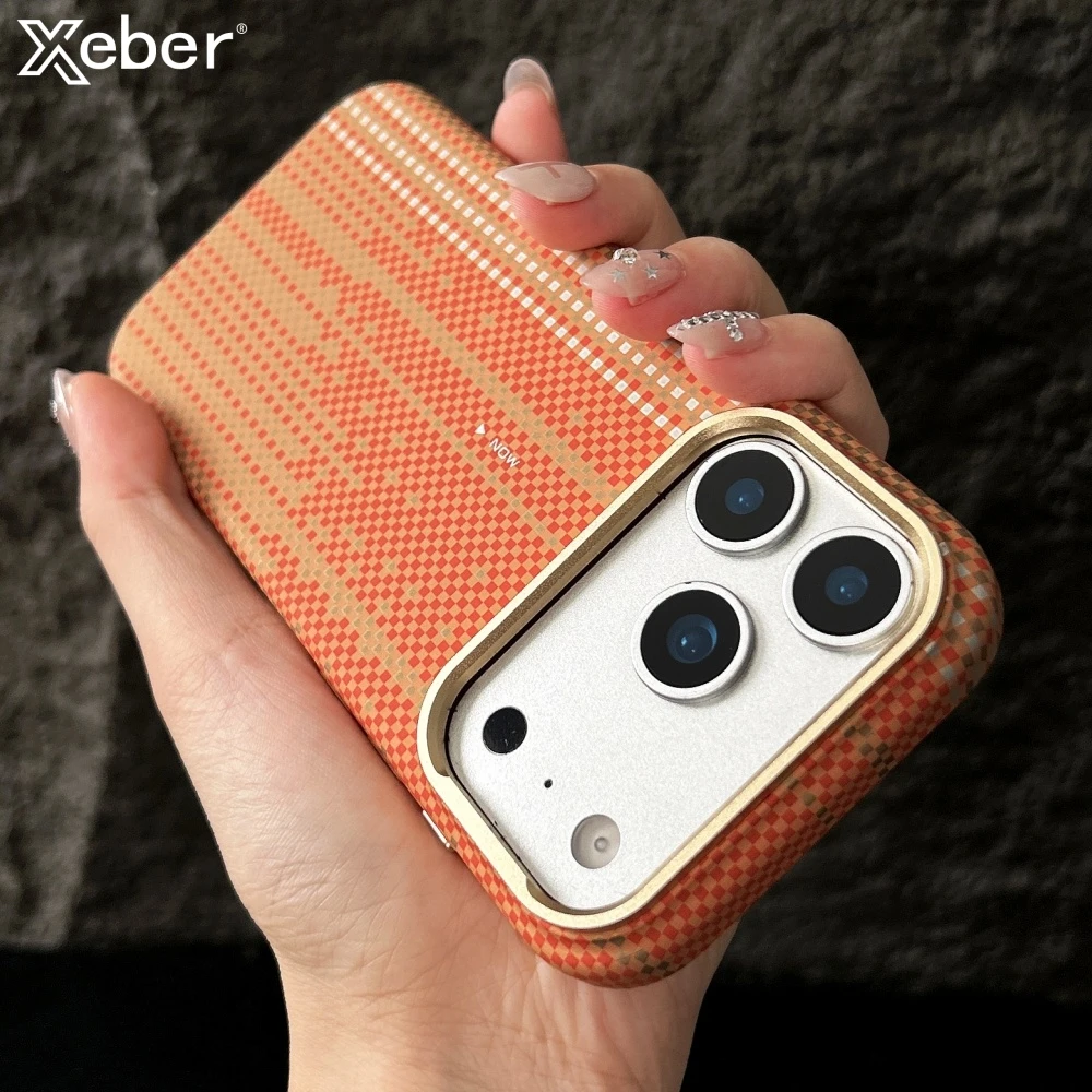 

Роскошный магнитный жесткий чехол из углеродного волокна для Magsafe для iPhone 17 14 15 16 Pro Max Air Wireless Charge Armor Cover Funda