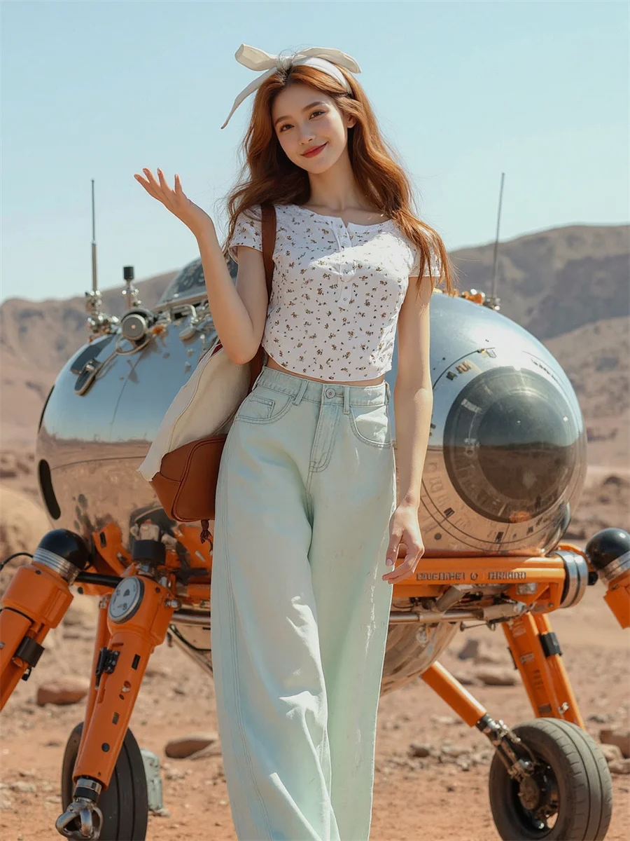 

Потертые джинсы с широкими штанинами, женские драпированные бочки, шикарные заклепки, украшение, модная одежда с нашивками, женская одежда больших размеров, удобная деталь