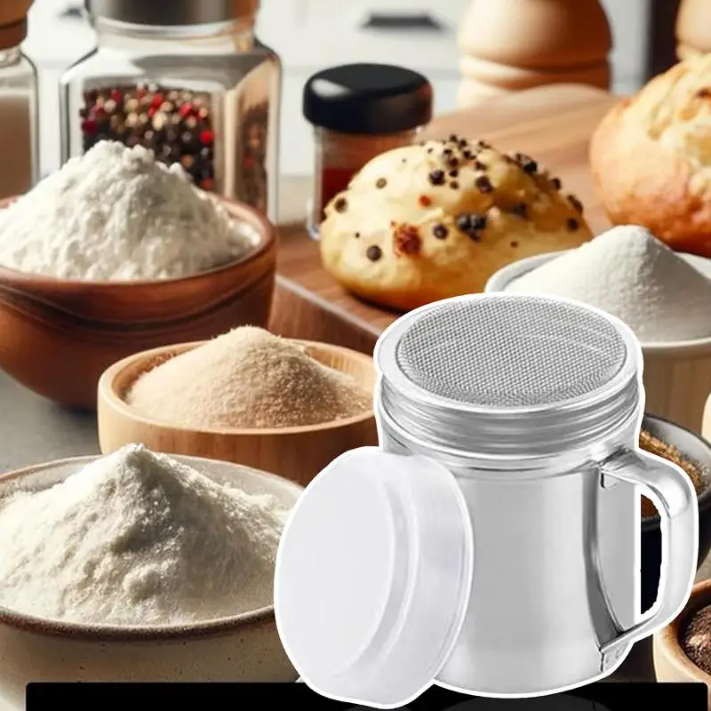 Saupoudreur à Sucre En Acier Inoxydable 18cm - Plumeau à Farine Pour Pâtisserie Avec Poignée, Parfait Pour Cacao Et Épices