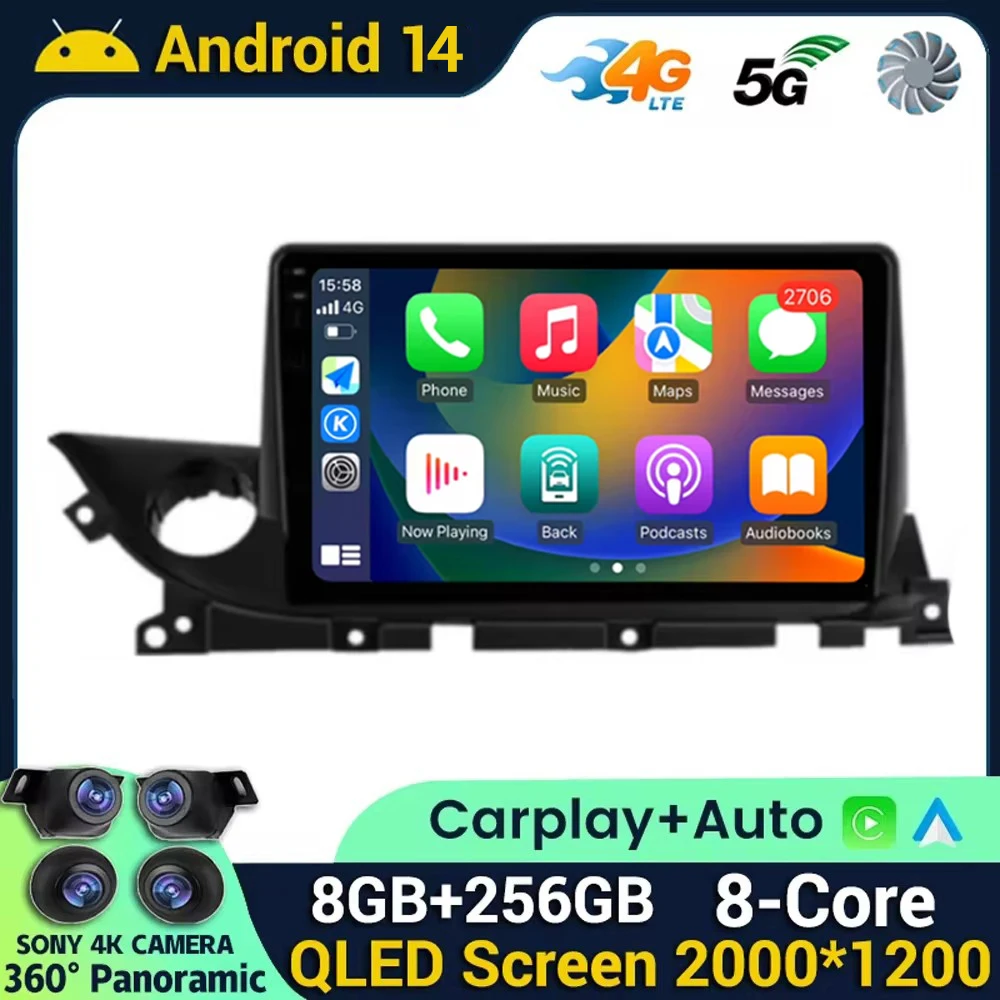 

Android 14 For Mazda 6 Mazda6 III 3 GJ GL ATENZA 2018 - 2021 Car Radio Multimedia Video Player Carplay GPS WIFI 360 Camera DSP