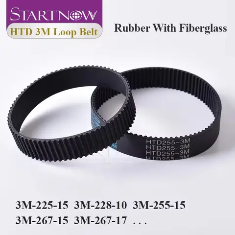 Startnow HTD 3M 고무 폐쇄 루프 타이밍 벨트 전송 벨트 3M-225-10 주변 255mm 384 사용자 정의 너비 8 9 10 15 17mm