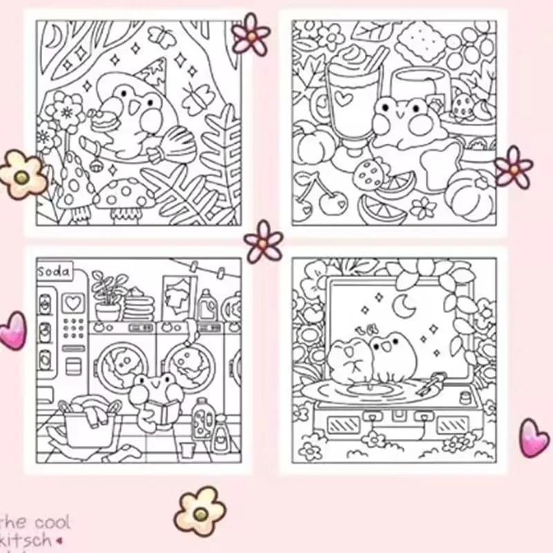 Froggy Days A Kawaii Frog Coloring Book Adorable Frog Adventures in Relaxing Coloring for All Ages Stress Relief and Creativity